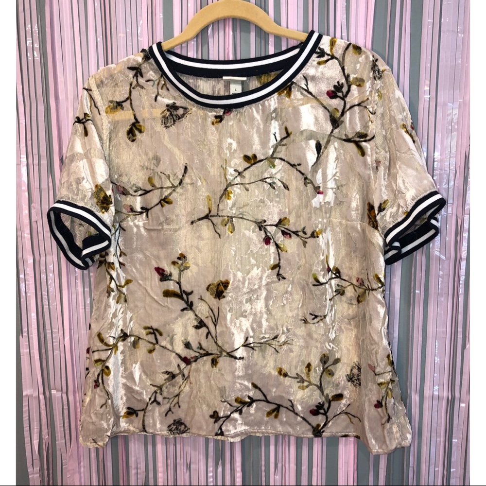 Sheer Floral Pearly Blouse
